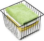 Slideep Wire Metal Basket Bin Storage Baskets Modern Farmhouse Food, Vegetable, Shampoo, Clothes, Fruits Storage Organizer Basket for Kitchen Pantry Bathroom Black 3 Packs