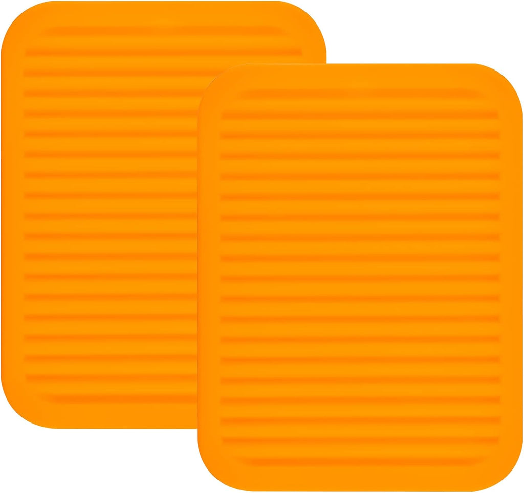 Smithcraft Silicone Trivets Mats - Hot Pads for Countertops, Tables, Pot Holders - Spoon Rest & Drying Mats Set of 2 - Color Orange