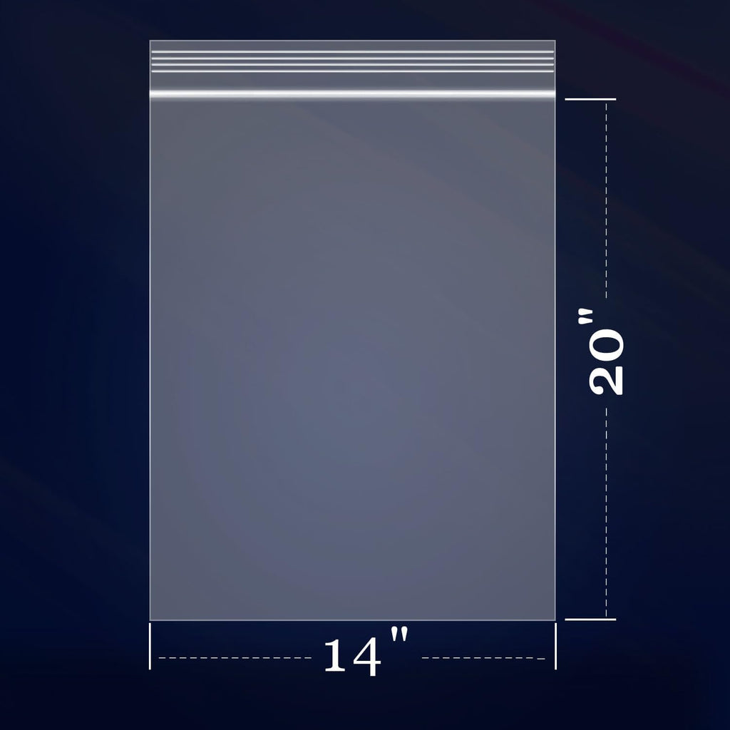 iMailer - 1000 Count - 14" x 20" Large Zip Poly Bags - 2 Mil Clear Reclosable 2 Gallon Zip Bags for Clothing, T-Shirts, Pants