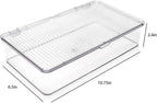 Isaac Jacobs Small Stackable Organizer Bin (10.75” x 6.5” x 2.4”) w Hinged Lid Clear Storage Box Home Office School Fridge Bathroom Kitchen Pantry Container BPAFree Food Safe (Small Clear)
