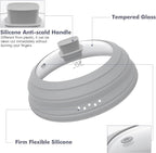 Microwave Splatter Cover Glass Cover Guard Lid with Collapsible Silicone for Food Pot Plate Cover 9.8 inch Light Grey