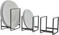 Juvale 3-Piece Kitchen Cabinet Organizer Shelf - Black Iron, 2 Sizes for 8" & 10" Plates - Cutting Board Organizer, Pot Lid & Paper Plate Holder