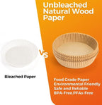 100Pcs Air Fryer Paper Liners Disposable, 8 Inch Max Xl Large Cooker Air Fryer Disposable Paper Liners, Oil Proof Parchment Sheets Round Basket Bowl Liner for Baking