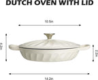 Enameled Cast Iron Braiser, 3.8 Quart Enamel Dutch Oven with Handles, Cast Iron Braiser Pan with Lid,Enameled Cookware (White)
