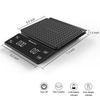 KitchenTour Coffee Scale with Timer 3kg/0.1g High Precision Pour Over Drip Espresso Scale with Back-Lit LCD Display (Batteries Included)