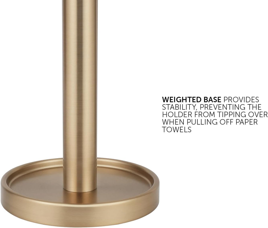Ivilon Countertop Paper Towel Stand - Steady and Easy Tear - Fits All Paper Towel Rolls - Warm Gold