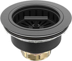 KONE Black Kitchen Sink Drain Matte Black Sink Strainer 3-1/2 Inch Drain Assembly Kit Replacement for Universal 3.5 Inch Kitchen Sink, All Stainless Steel Body with Strainer Basket and Drain Stopper