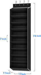 REGELETO 10 Tiers Large Size Over the Door Shoe Organizer Storage, Hanging Shoe Rack for Door with Deep Pockets, Fit 20 Pairs Shoe Organizer Holder for Sneakers and Boots (Black)