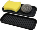 Silicone Sponge Holder Kitchen Sink Organizer Tray Dish Caddy Soap Dispenser, Scrubber Spoon Holder,Dishwashing Accessories 2 Pack (Black)