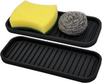 Silicone Sponge Holder Kitchen Sink Organizer Tray Dish Caddy Soap Dispenser, Scrubber Spoon Holder,Dishwashing Accessories 2 Pack (Black)