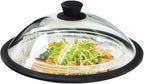 OEC Vented Splatter Guard Microwave Glass Cover with Easy-Grip Handle - 100% Food Grade Tempered Glass & BPA Free Silicone Rim. Compatible with Plates, Dishwasher Safe - 12.5” Diameter – Black