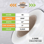 (4 Rolls) Hand Stretch WRAP Shrink Film 15 x 1500 x 90 Gauge + Free Stretch W.