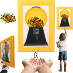 Candy Dispenser Picture Frame, Handy Candy Frame Dispenser,Hanging Machine Art For Candies, Nuts, Dog & Cat Treats, Suitable for Holiday Gifts (Pink)