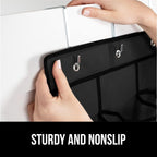 GORILLA GRIP Over the Door Shoe Organizer, 35 Large Breathable Mesh Pockets, Space Saving Hanging Storage Holder, 5 Hook Closet Rack Hanger, Hangs on Closets for Shoes, Accessories 68.5H x 24.5W Black