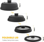 Microwave Splatter Cover Glass Cover Splatter Guard Lid with Collapsible Silicone for Food Cover Plate Cover 10.8 inch 2 Pack Black