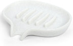 Soap Dish with Drain- Self Draining Bar Soap Holder for Shower, Marble Look Soap Savers Soap Tray Sponge Holder for Kitchen, Bathroom, Bathtub Sink, Crystal White