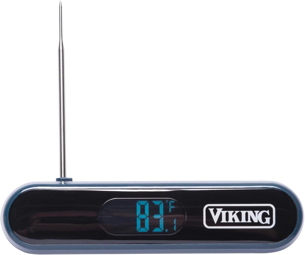 Viking 3-Ply Stainless Steel Roasting Pan with Non Stick Rack, 16 x 13 Inch Kitchen Cookware, Great for Turkey, Includes Probe Thermometer, Dishwasher and Oven Safe, Induction Ready, Silver