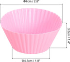 uxcell 42Pcs Silicone Cupcake Liners, Non-Stick Baking Cups, for Cooking Eggs, Baking Muffins and Make a Cake(Pink)