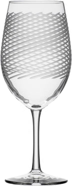 Rolf Glass Cyclone All Purpose Wine Glass | Set of 4 Stemmed 18oz Glasses | Proudly Made in the USA | Large Engraved Tumbler Glasses | Lead-Free Glass