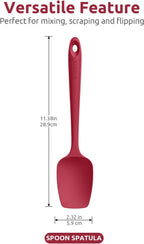 U-Taste Silicone Spoon Spatula Set: 480ºF Heat Resistant Food Grade Flexible Rubber Spoonula, Nonstick Cooking Mixing Scooping Kitchen Baking Scraper Utensils Set of 3 for Pan, Pot, Bowl (Red)