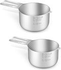 2PCS 2/3Cup (160ml, 5.3oz) Single Measuring Cup, Stainless Steel Measure Scoop, Metric and US Measurement, Dishwasher Safe
