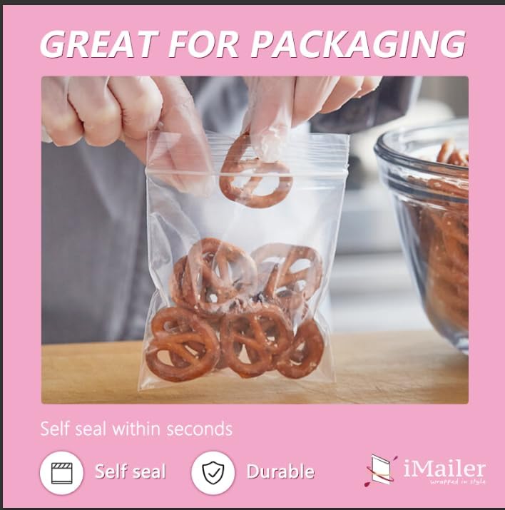 iMailer - 100 Pcs - 10" x 13" Clear Zip Bags - Reclosable Plastic Zip Poly Bags 2 Mil for Prints, Photos, Documents, Clothing, T-Shirt