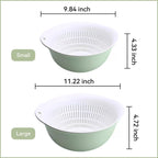 Colander Bowl Set of 2, Nesting Large Capacity Plastic Food Strainer for Pasta, Vegetables and Fruits Washing Draining Basket, Space Saving, BPA Free