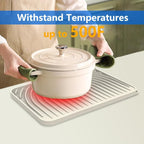 Dish Drying Matt for Kitchen Counter,14.6"×11"Silicone Dry Rack Mat with Built in Drain, Kitchen Dry Mats for Dishes Drying Pad for Counter(14.6"×11"Cream)