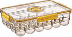 CottonColors Egg Holder for Fridge - 24 Egg Plastic Refrigerator Organizer - Stackable Storage With Lids