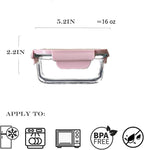 Square Glass Food storage Containers with Airtight Lids, 2 cup Food Meal Prep Containers, Square Glass Bowl For Lunch Sandwich Fruit Snack, Dishwasher Microwave Freezer Safe- (Pink+Green)