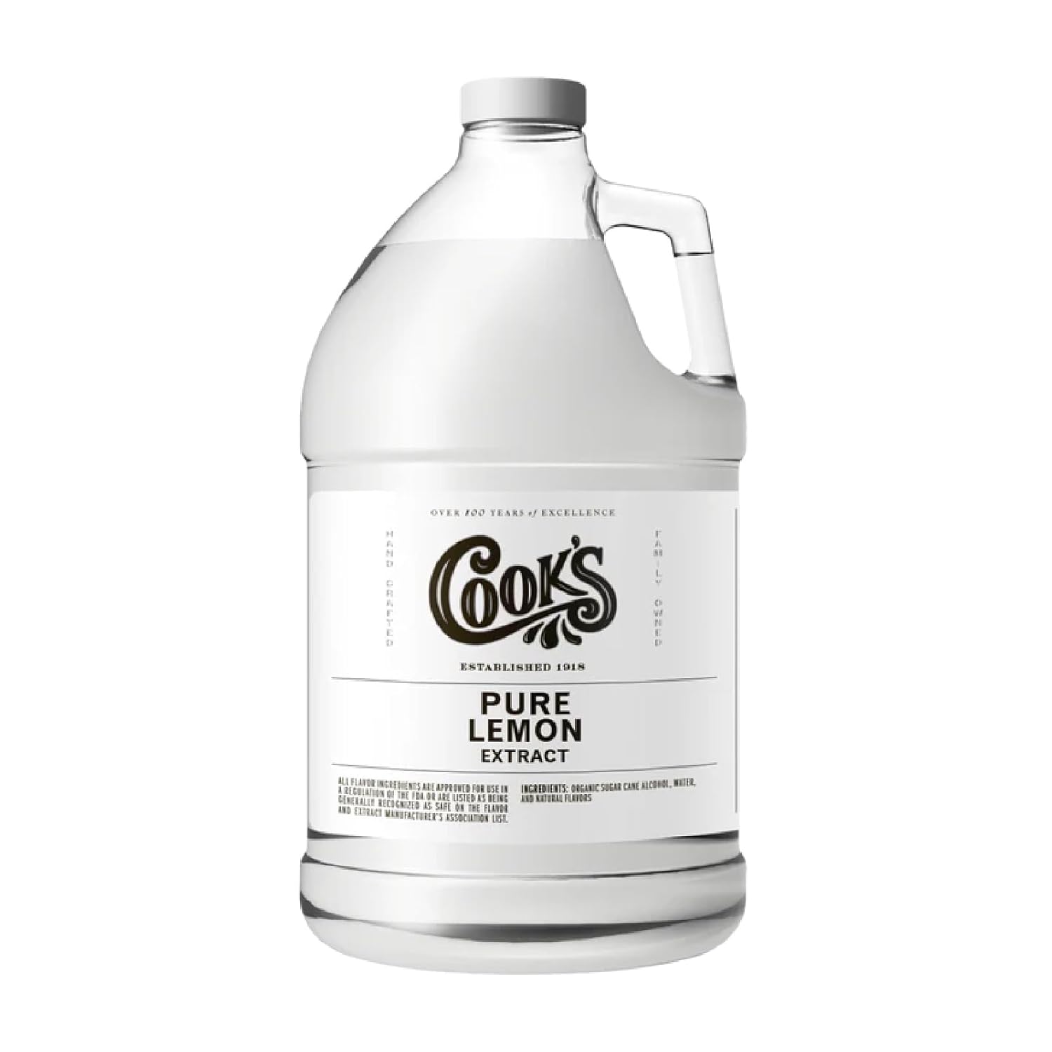 Cook's Pure Lemon Extract, Premium Quality, Cold Pressed Lemon, Sugar Free, Gluten Free, Allergen Free, 128 Ounces (1 Gallon)