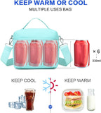 NOL Natural Organic Lifestyle Insulated Lunch Bags for Women Cooler Bag Lightweight Nylon Waterproof Lunch Box For Work（Small, Cyan