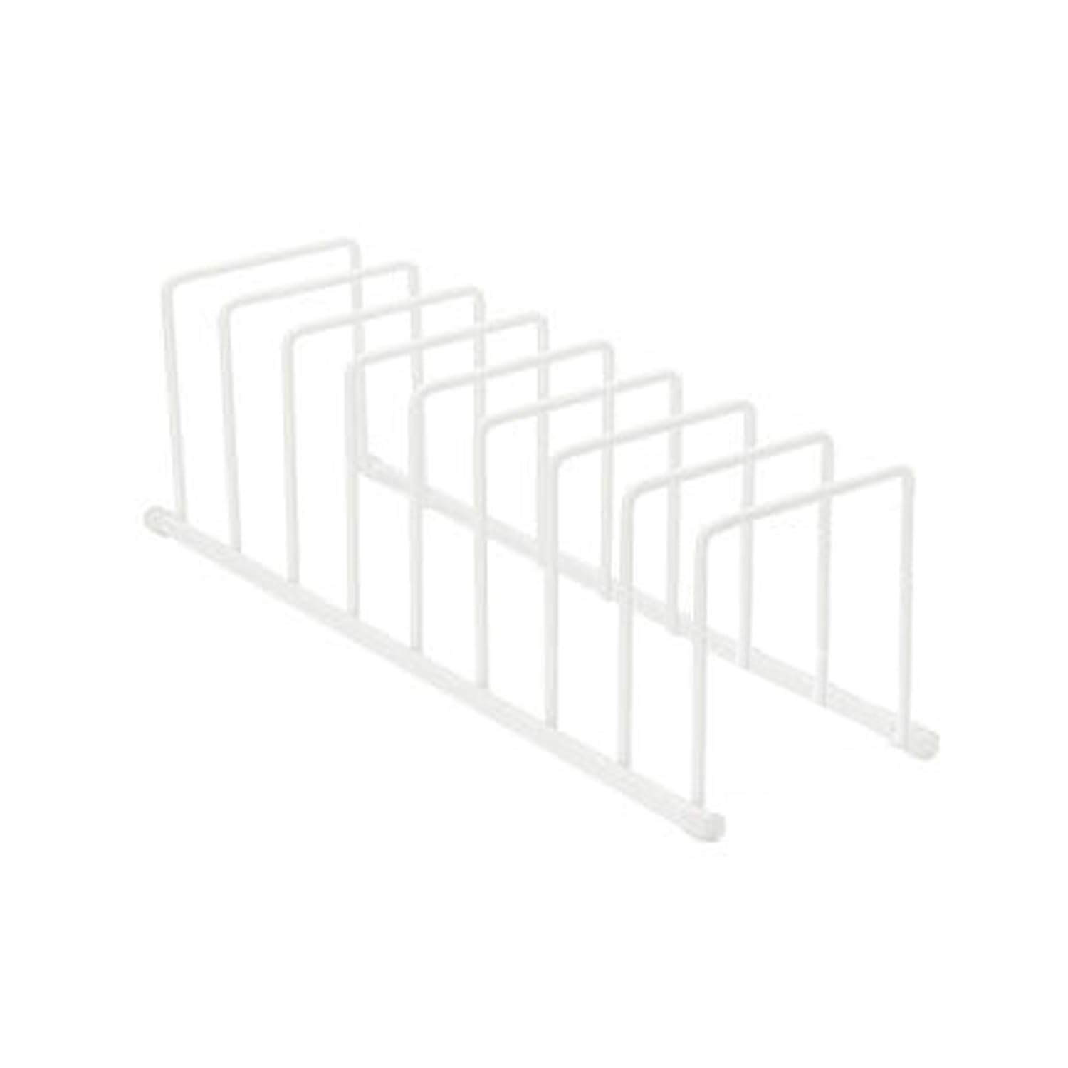 Spectrum Euro Cutting Board Holder Stand for Countertop or Inside Kitchen Cabinet Organization Matte White, 8 Slot Cutting Board Drying Rack or Cabinet Plate Bakeware Storage Organizer