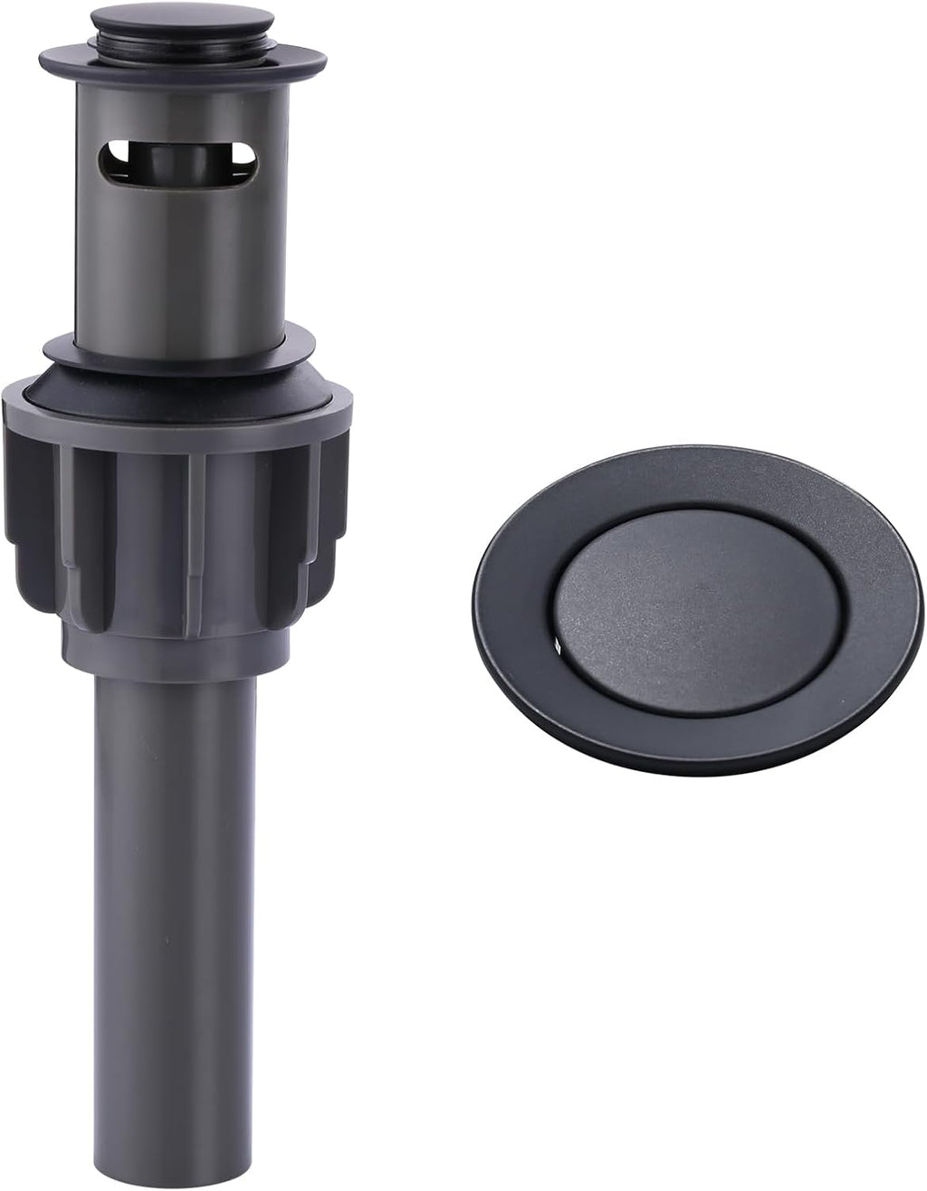 ALEASHA Bathroom Sink Drain with Overflow Vessel Sink Stopper,Pop Up Drain for Bathroom Sink Pop Up Drain Stopper for Hair Catcher,Matte Black
