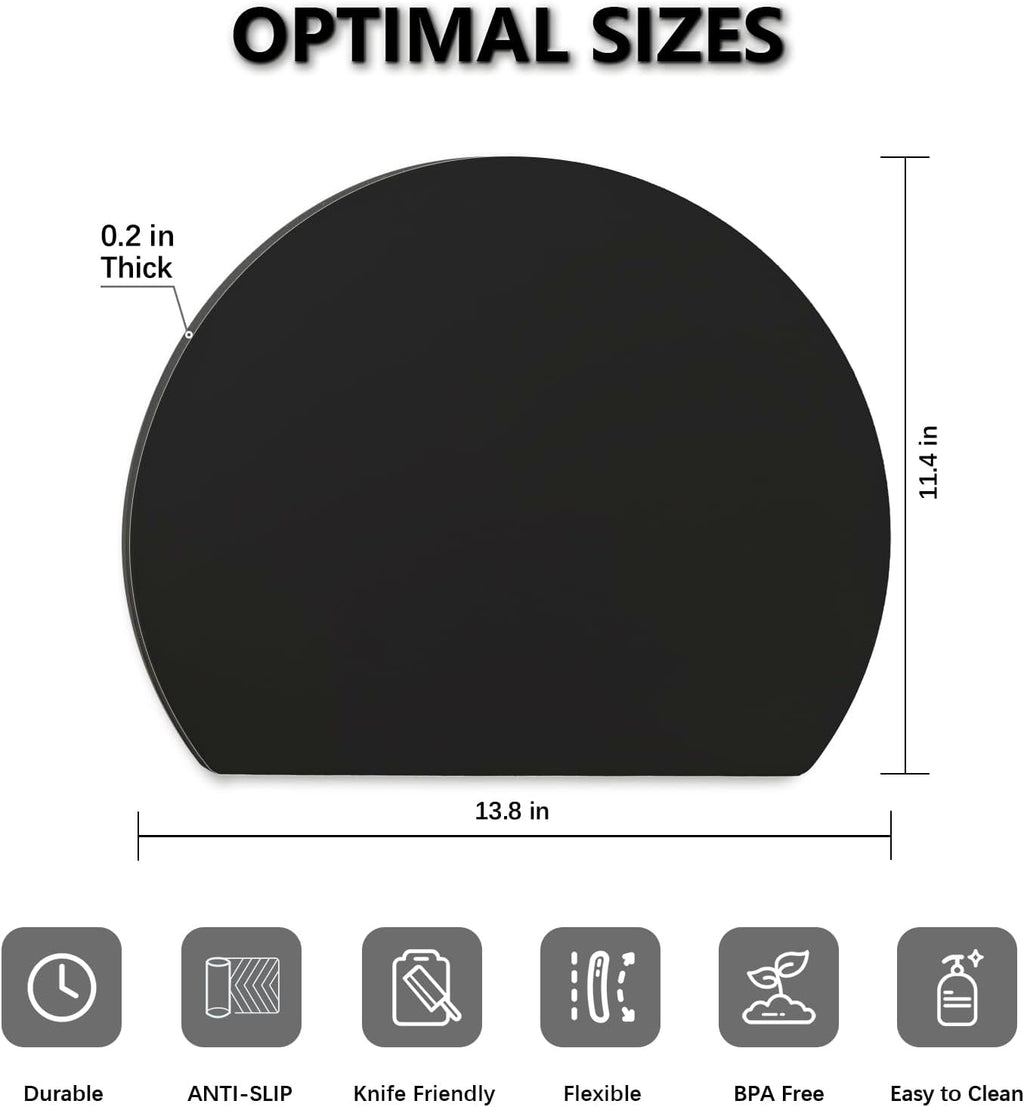 ZVP Thick Silicone Cutting Board Mats for Kitchen, TPU Flexible Cutting Board Double-Sided Use, Nonslip Rubber Half Round Chopping Mats BPA Free Knife Friendly Non-Toxic Dishwasher Safe