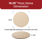 K ROCKSHEAT 10.25 Inch Pizza Stone for Grill, Small Bread Baking Stone for Oven, Cordierite Pizza Grilling Stone 10.25" Round