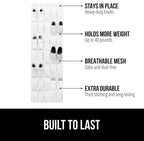 GORILLA GRIP Over the Door Shoe Organizer, 35 Large Breathable Mesh Pockets, Space Saving Hanging Storage Holder, 5 Hook Closet Rack Hanger, Hangs on Closets for Shoes, Accessories 68.5H x 24.5W White