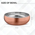 Avador® Set of 3 Premium Stainless Steel Salad Mixing Bowl Hammered Finish | Handmade | Includes Salad Serving Utensils (Copper Plated)