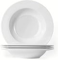 Artena 8 Ounces Pasta Bowls Set of 4, 8.5 inch Soup Bowls, Advanced Porcelain Salad Bowl, Wide Rim Pasta Plates, Shallow Bowls for Kitchen, Rimmed White Plates and Bowls Set, Microwave Oven Safe