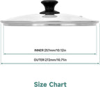 10.25 In Glass Lid for Frying Pan, Tempered Replacement Cover for All 10.25 inches Cookware for Skillets, Round Cast Iron, Cast Aluminium, Stainless Steel Pans &Pots
