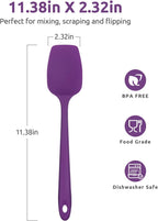 Heat Resistant Silicone Spoon Spatula: U-Taste 600ºF High Heat Flexible 11.38in Silicon Mixing Stirring Cooking Scraping Baking Bowl Scraper Seamless Spreader for Nonstick Cookware (Purple)