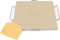 Unicook 12 Inch Square Pizza Stone for Oven and Grill, Oven Baking Stone for Bread, Cordierite Pizza Pan for Baking Crispy Bread, Pie and Cookies, Includes Carry Rack and Dough Scraper