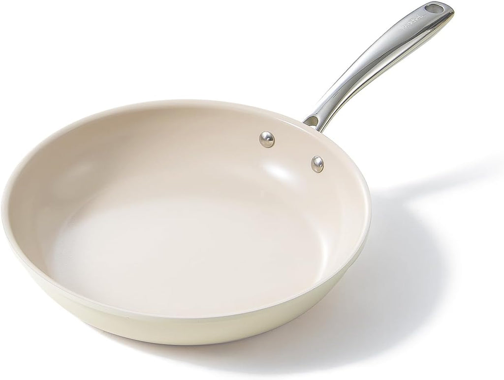 Redchef Nonstick Frying Pan Skillet, Ceramic Non-Stick Saute Pans, 9.5 inch Cooking Fry Pan with Stay Cool Handle, All Stovetops (Gas, Electric & Induction), Dishwasher/Oven Safe, PFAS-Free, Non Toxic