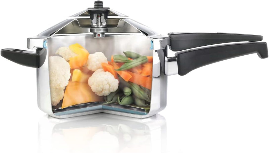 Kuhn Rikon DUROMATIC® Pressure Cooker 11” 8.45 qt family of 6 wide base for better braising, Stainless