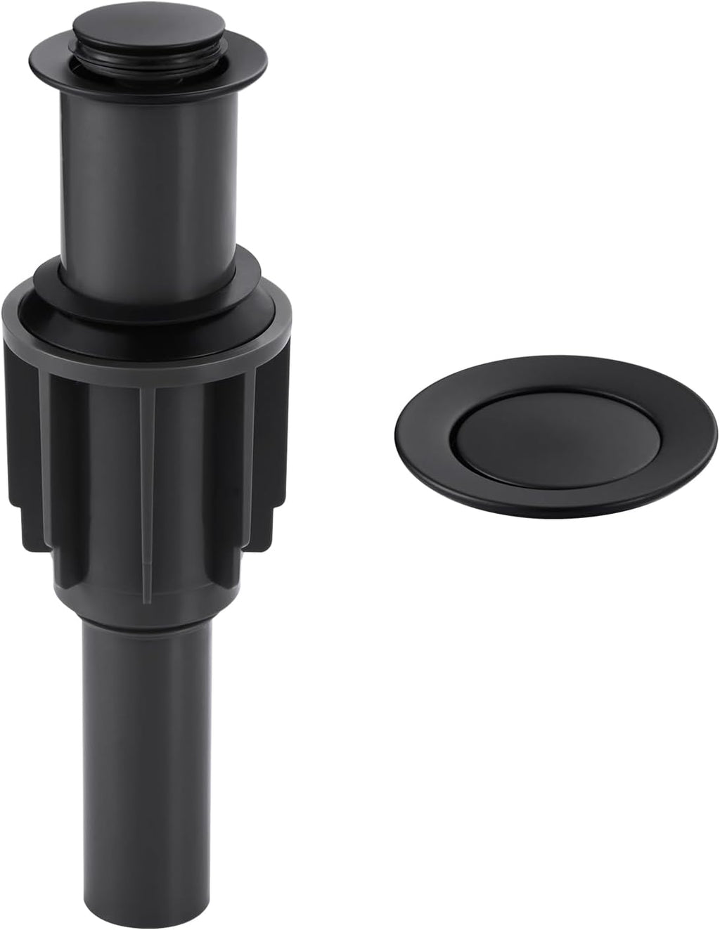 ALEASHA Pop Up Sink Drain Without Overflow, Bathroom Sink Drain Vessel Sink Stopper Pop Up Sink Drain Stopper, Pop Up Drain for Bathroom Sink Drain Strainer for Hair Catcher, Matte Black