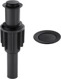ALEASHA Pop Up Sink Drain Without Overflow, Bathroom Sink Drain Vessel Sink Stopper Pop Up Sink Drain Stopper, Pop Up Drain for Bathroom Sink Drain Strainer for Hair Catcher, Matte Black