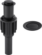 ALEASHA Pop Up Sink Drain Without Overflow, Bathroom Sink Drain Vessel Sink Stopper Pop Up Sink Drain Stopper, Pop Up Drain for Bathroom Sink Drain Strainer for Hair Catcher, Matte Black