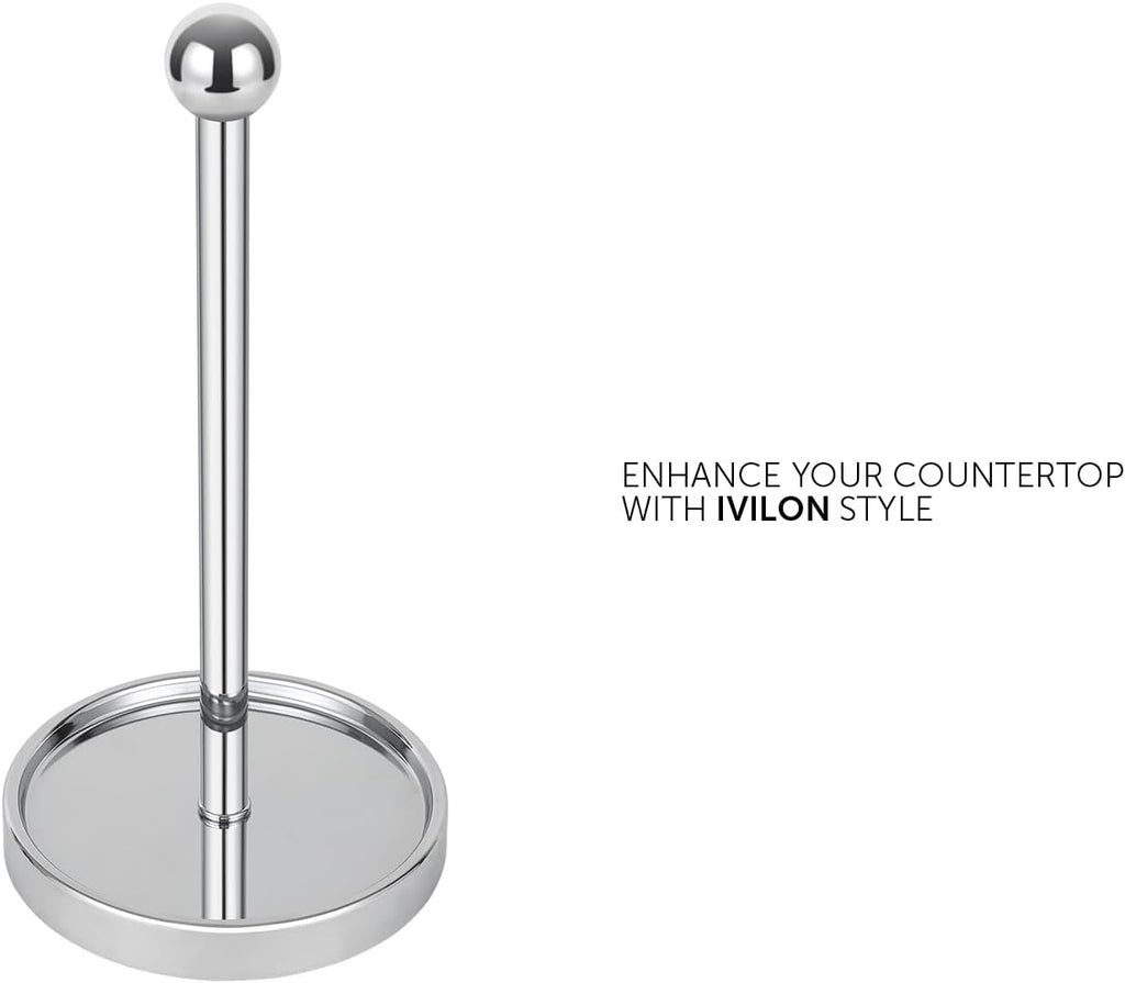 Ivilon Countertop Paper Towel Holder - Modern Sleek Ball Minimalist Design - Color Chrome