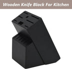 Wood Kitchen Knife Block, Universal Kitchen Knife Holder Kitchen Knife Storage Rack 14 Slots Knife Holder (Black)