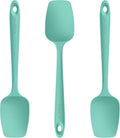 U-Taste Silicone Spoon Spatula Set: 480ºF Heat Resistant Food Grade Flexible Rubber Spoonula, Nonstick Cooking Mixing Scooping Kitchen Baking Scraper Utensils Set of 3 for Pan, Pot, Bowl (Aqua Sky)